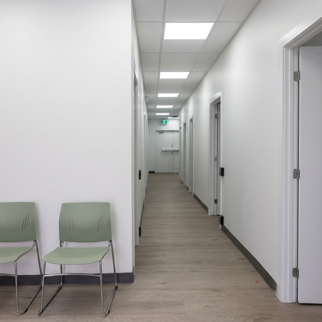 Corridor and treatment rooms at Dunluce Medical Clinic