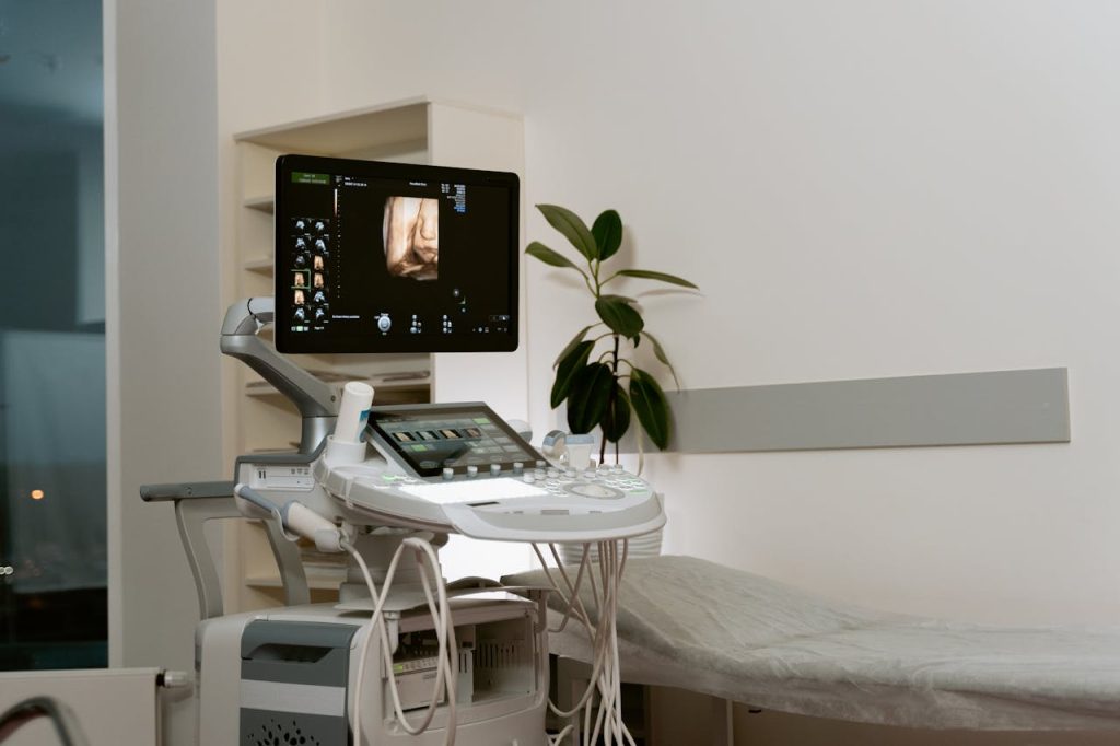 State-of-the-art ultrasound equipment in a healthcare clinic for medical imaging.